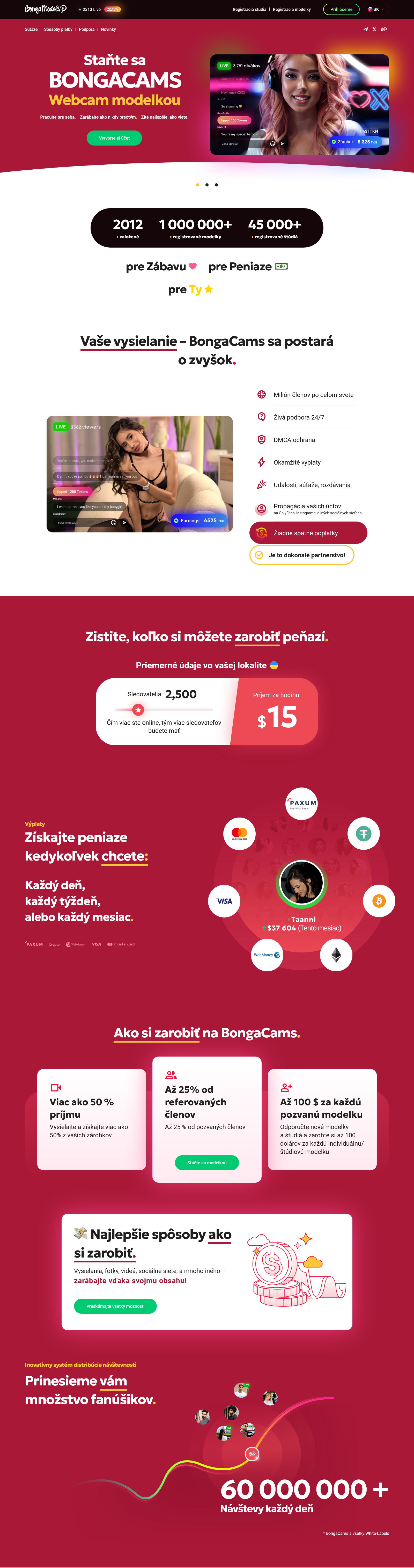 ZARÁBAJTE AKO WEBMODELKA VO VIDEOCHATE BEZ OPUSTENIA DOMU